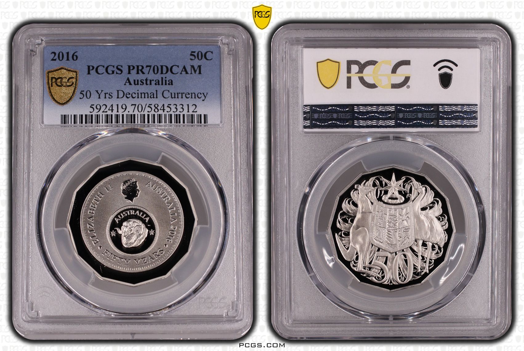 50 Yrs Decimal Currency, Fifty Cent, 2016, PCGS PR70DCAM