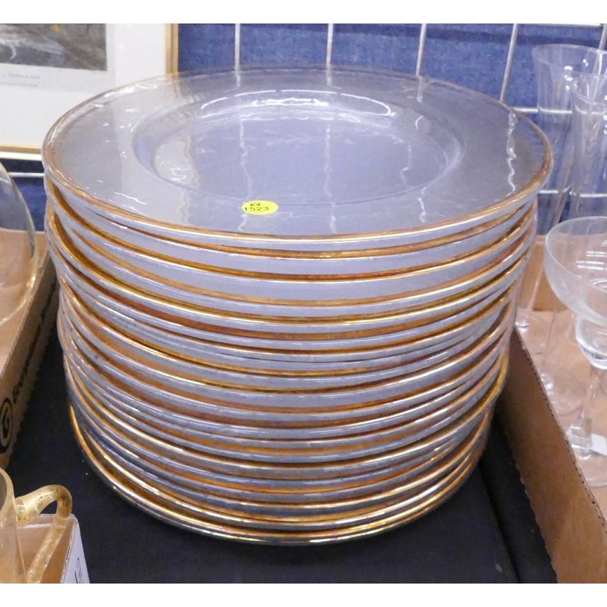 22pc Gold Rimmed Glass Chargers- 12.5''