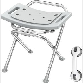 UGARDEN FOLDING SHOWER CHAIR SEAT, STAINLESS STEEL SMALL SHOWER CHAIR FOR INSIDE SHOWER WITH PAD/GRAB BAR, 400LBS PORTABLE TRAVEL