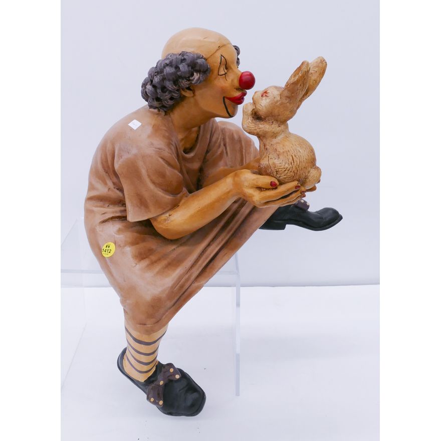 Designer Seated Clown Sculpture- 19''