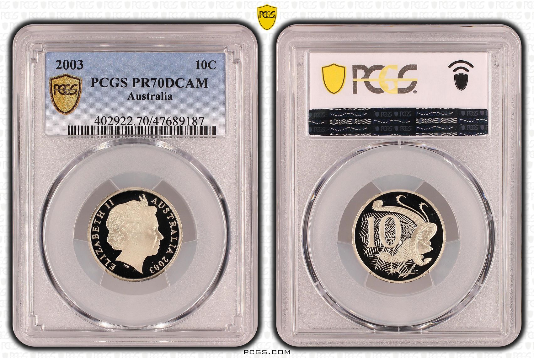 Elizabeth II, Ten Cent, 2003, PCGS PR70DCAM