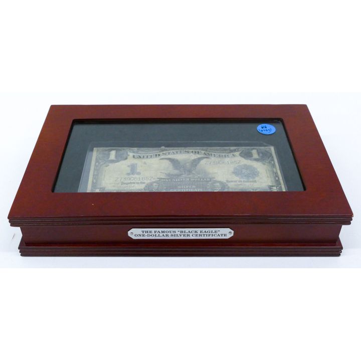 US 1889 $1 Black Eagle Silver Certificate Note in Display Case
