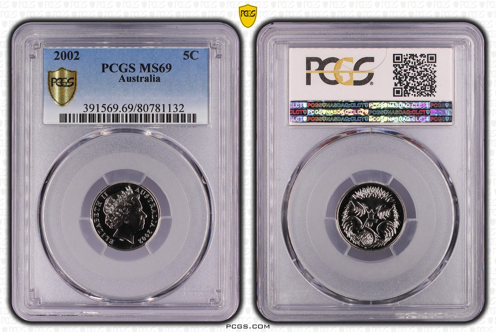 Five Cent, 2002, PCGS MS69