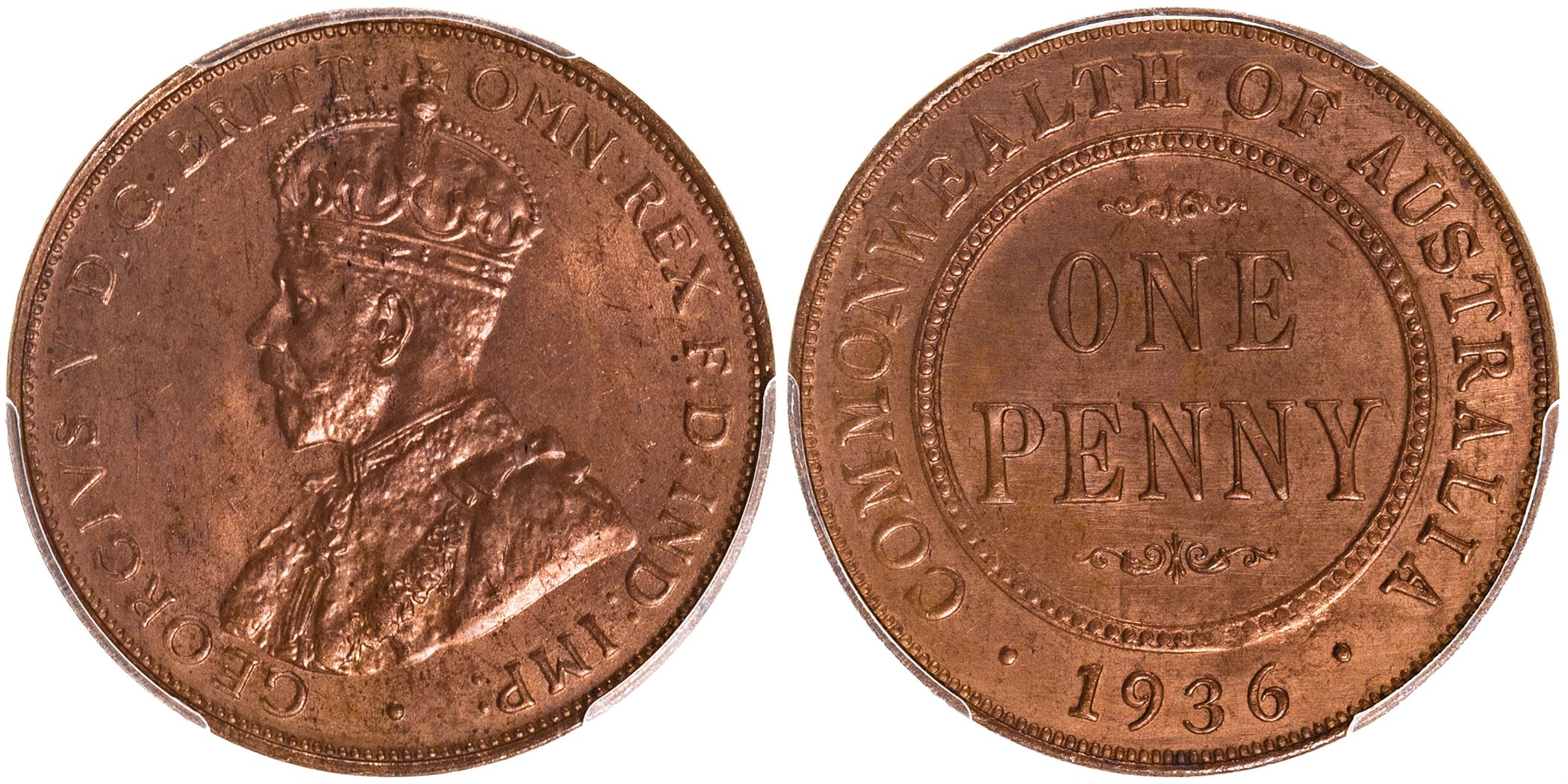 George V, Penny, 1936, PCGS MS 64RB