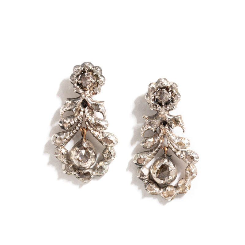 ANTIQUE, DIAMOND EARRINGS