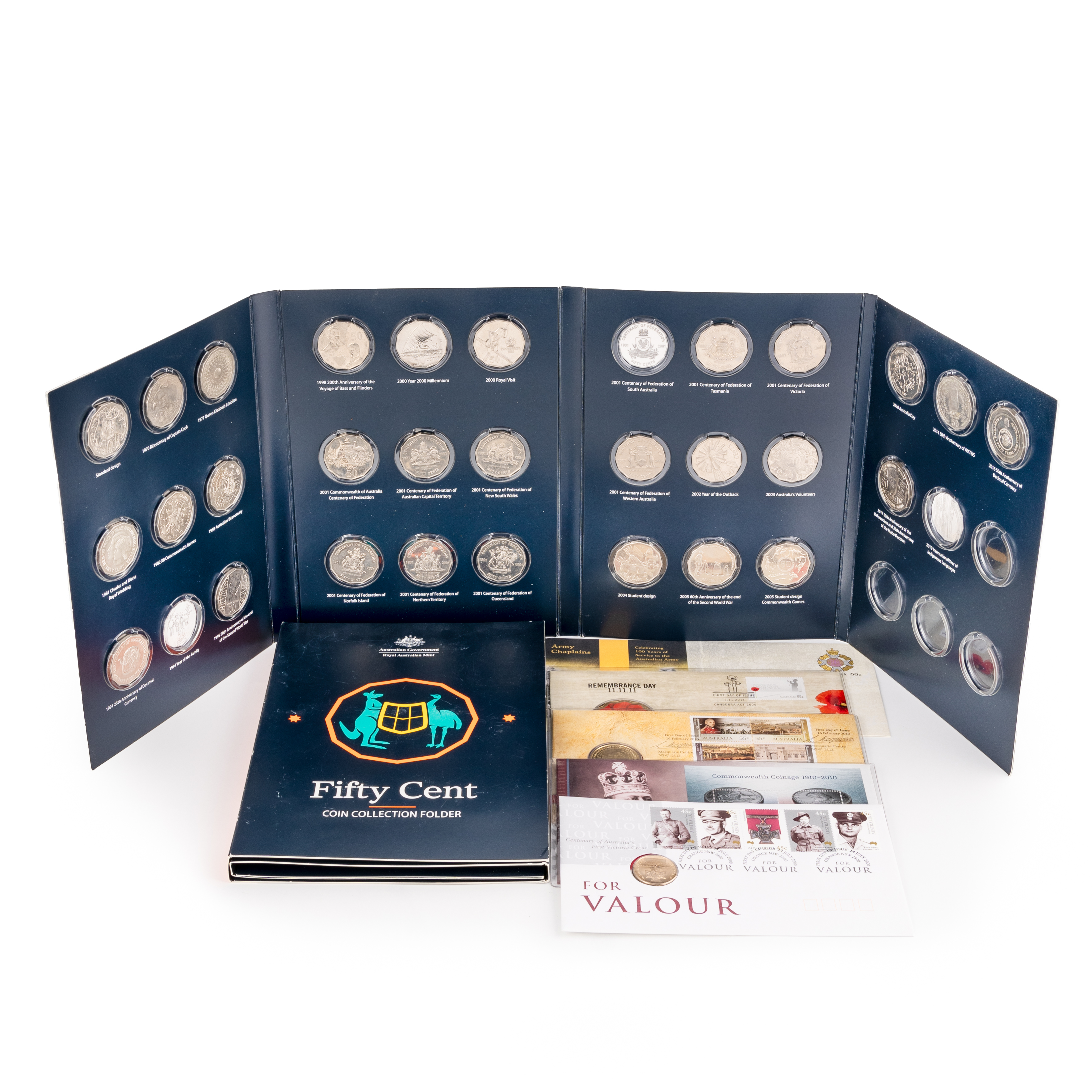 Elizabeth II, RAM Fifty Cent Coin Collection Folder, Fifty Cents, 1970 - 2019, EF - UNC