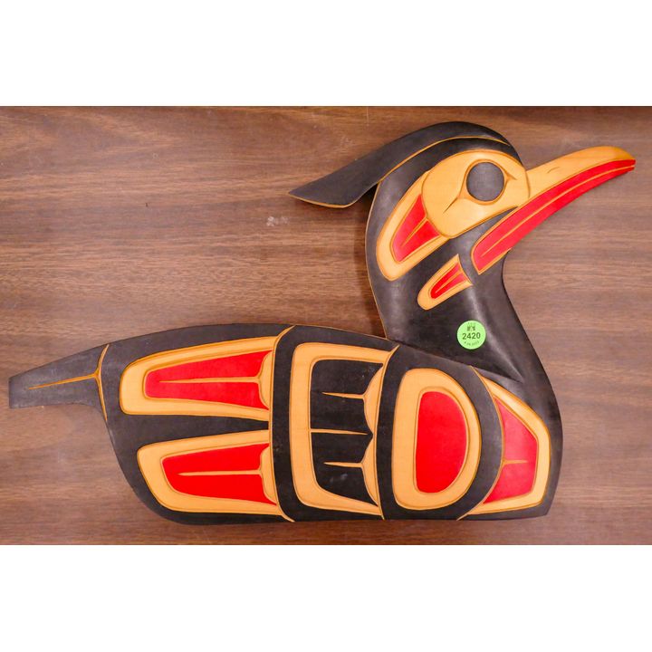 Frederick Baker 'Coast Salish Loon' Cedar Plaque- 11x16''