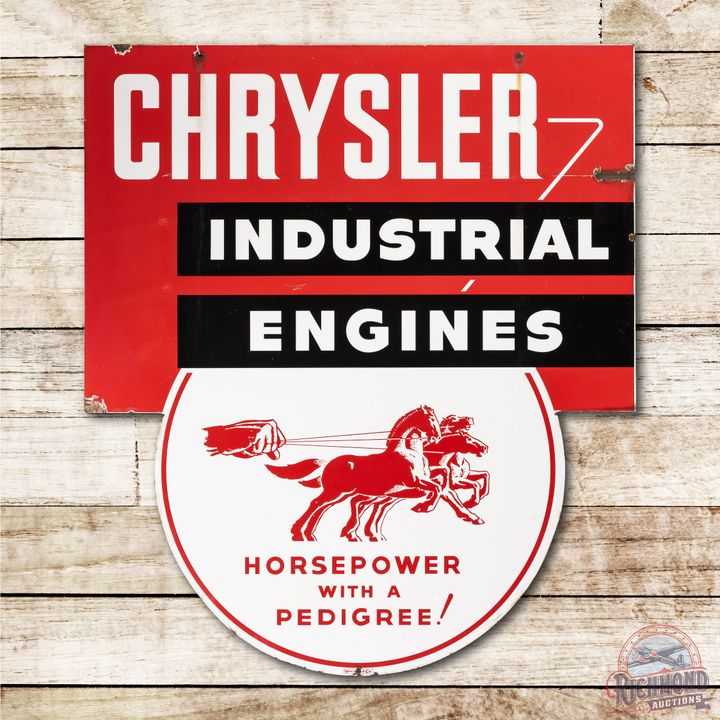Chrysler Industrial Engines Horsepower With A Pedigree! Double Sided Porcelain Sign
