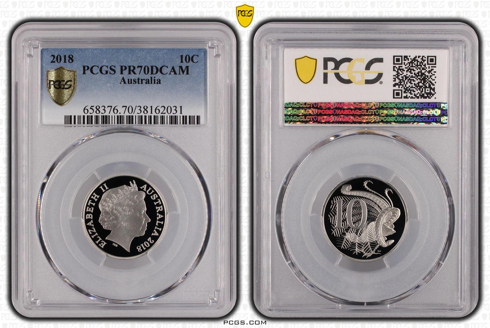 161 · 2018 Australia Ten Cent, 10c PCGS - PR70DCAM POP 56/0 -031