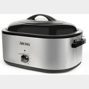 AROMA 22QT. ROASTER OVEN WITH SELF BASTING LID STAINLESS STEEL