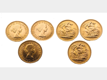 Lot of 3 Queen Elizabeth II Pre-Decimal Gold Sovereigns.