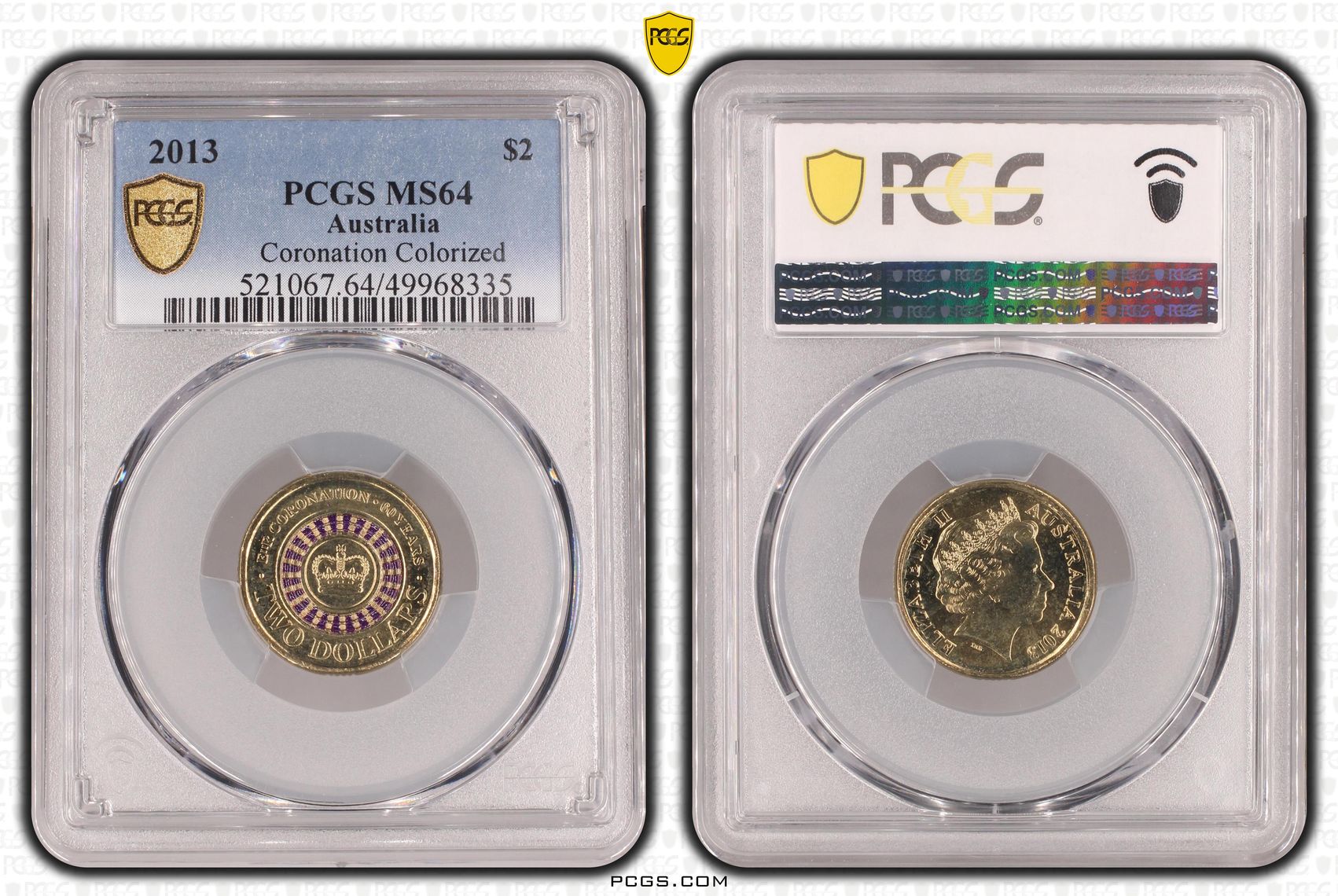 Coronation Colorized, Two Dollar, 2013, PCGS MS64
