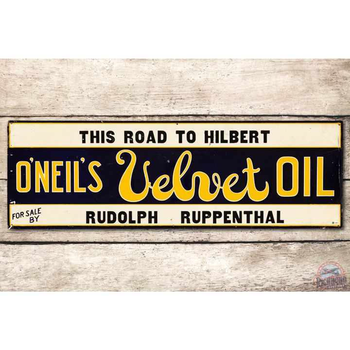 O'Neil's Velvet Oil Embossed Tin Sign TAC 8.25