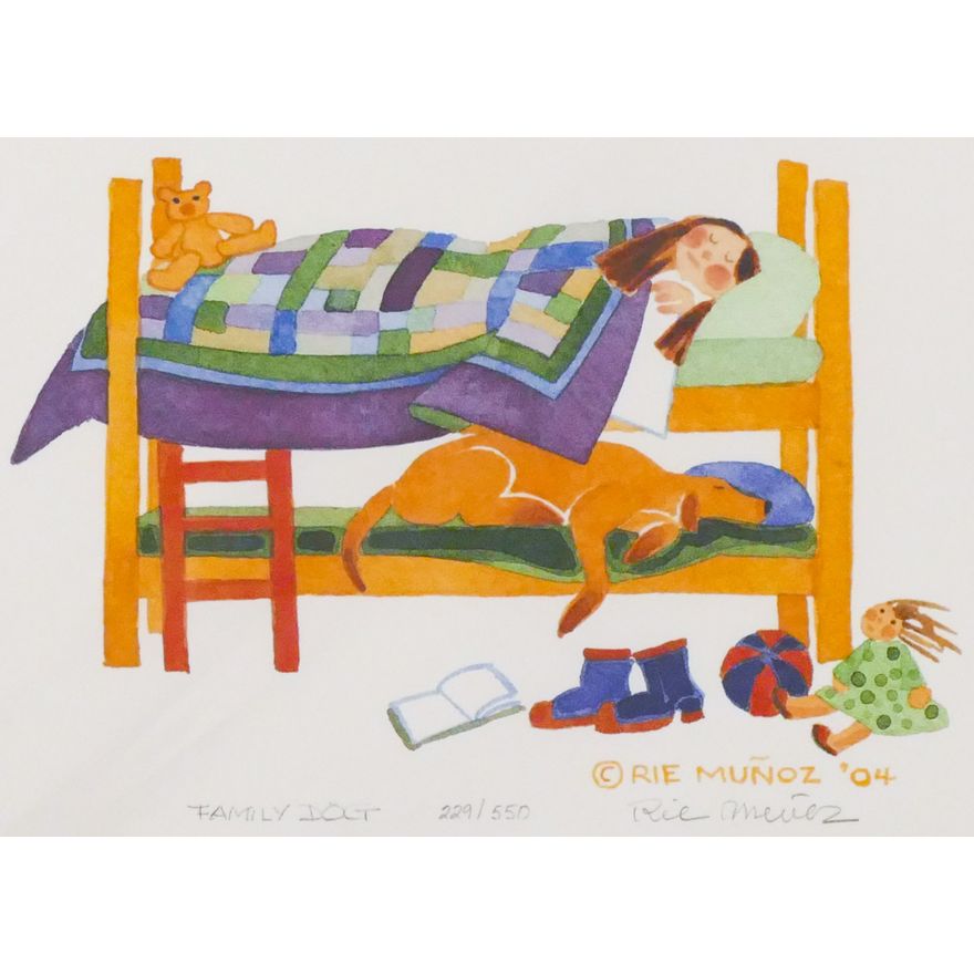 Rie Munoz ''Family Dog'' 2004 Signed Print 9.25''x10.5'' Sheet.