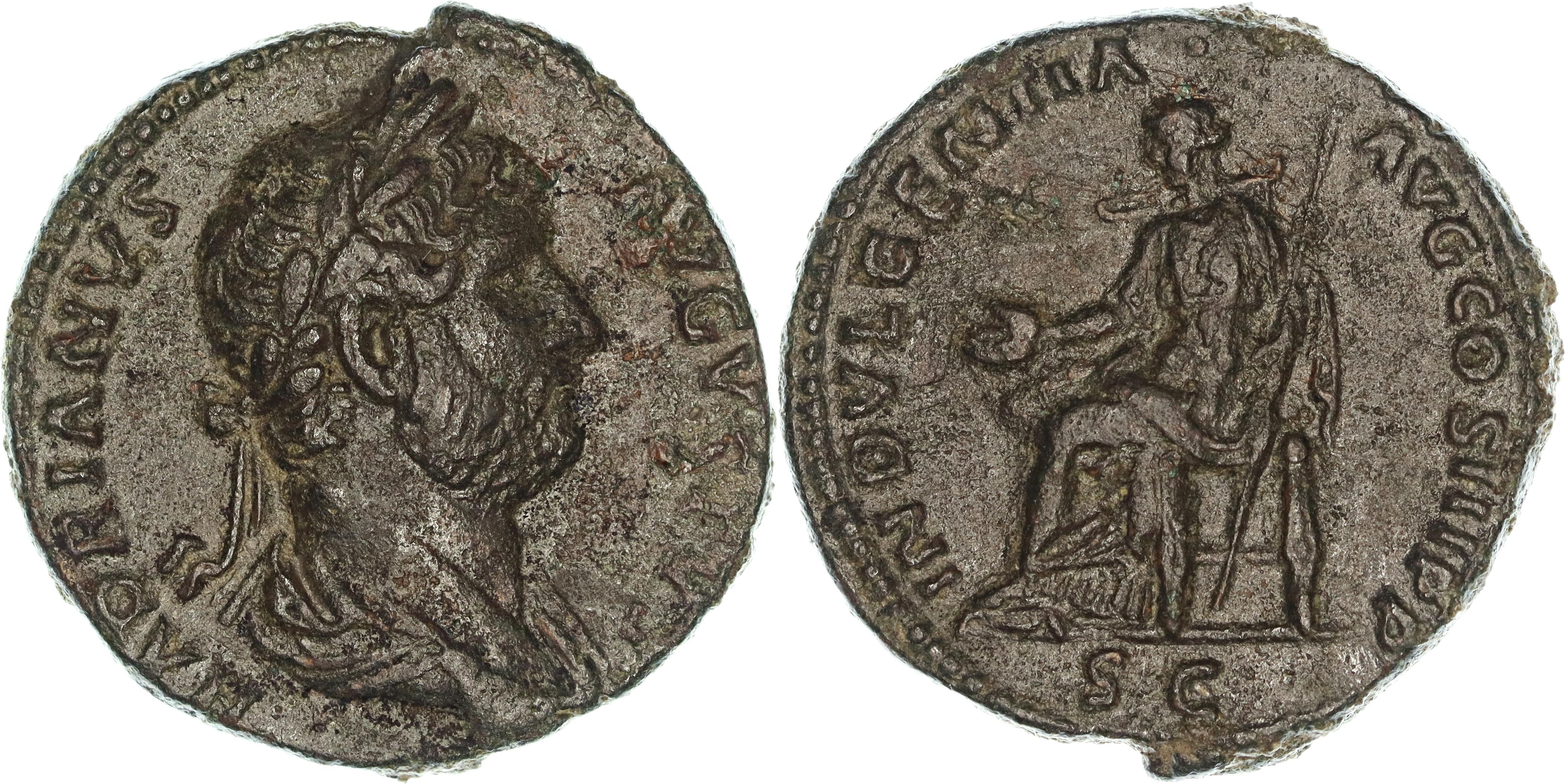 Roman Empire, Hadrian, Æ As, 129-130 AD, nVF