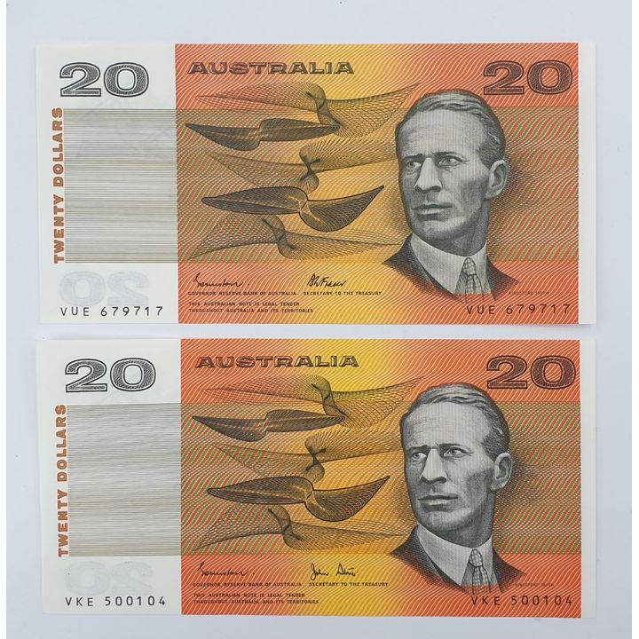 Aus. $20 Paper Notes (x2)