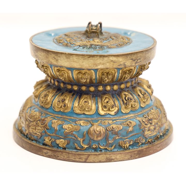 Old Chinese Enameled Gilt Copper Censer Stand