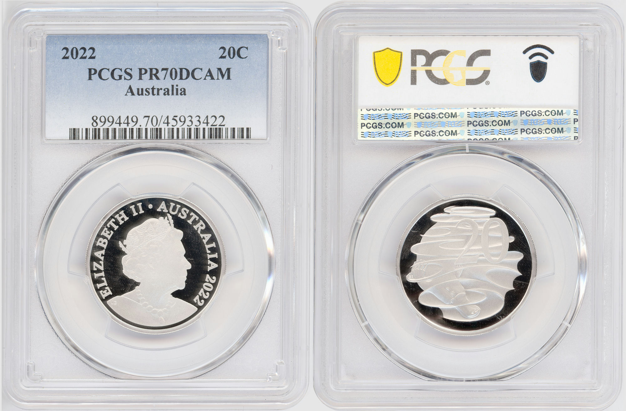 Twenty Cent, 2022, PCGS PR70DCAM
