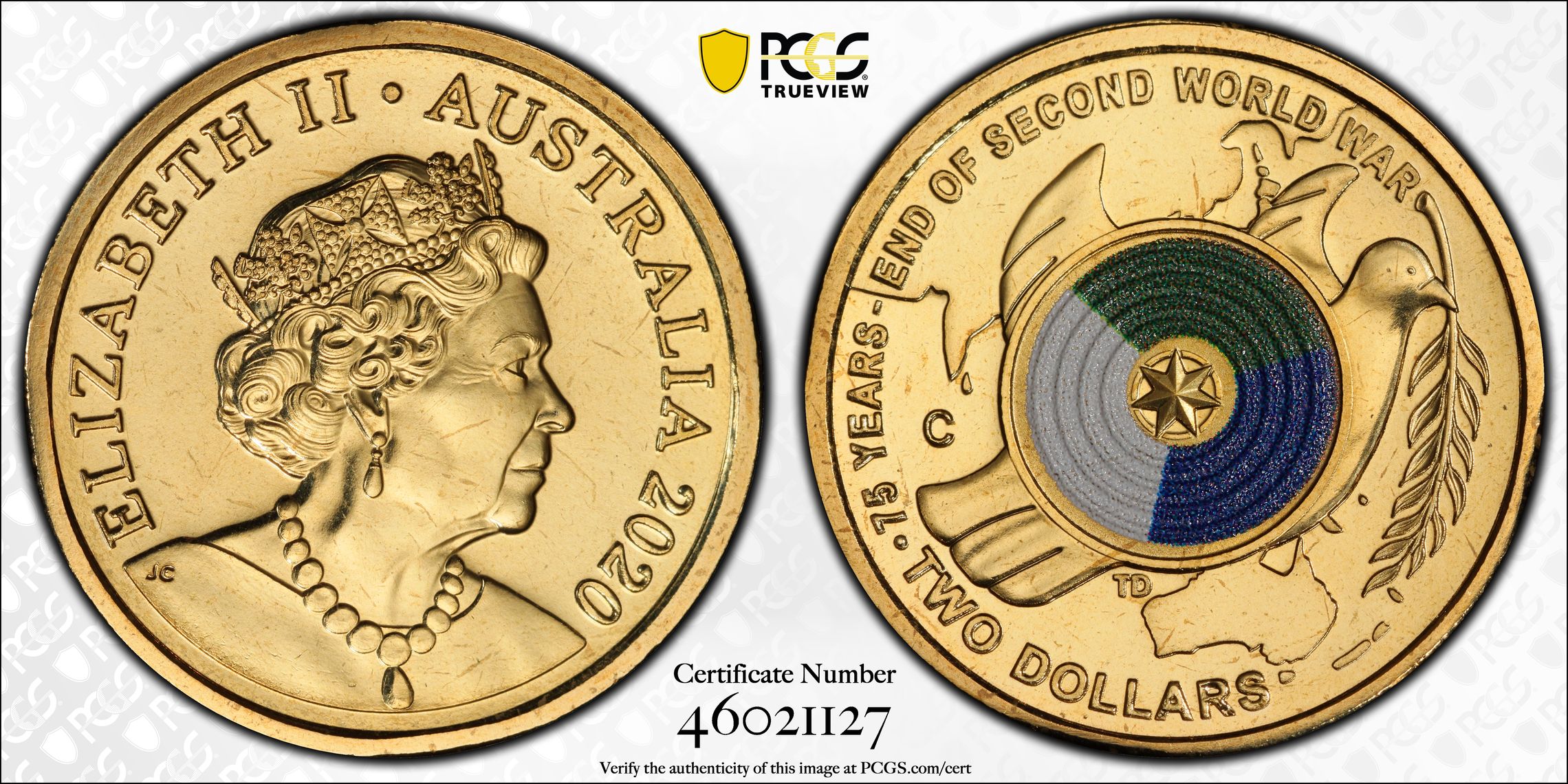 75th Ann End of WWII Colorized, Two Dollar, 2020-C, PCGS MS67