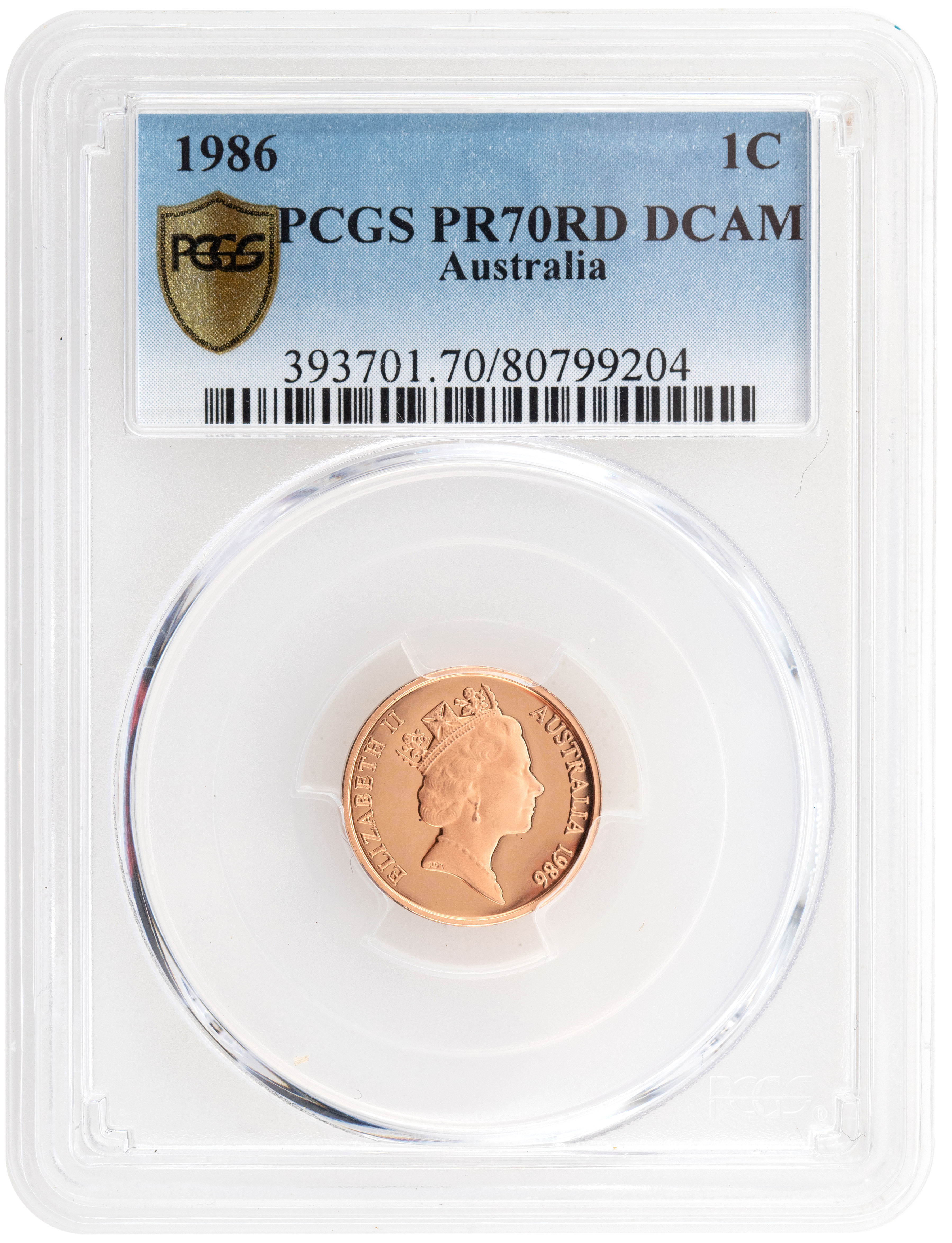 15 · 1986 Australia One Cent, 1c PCGS - PR70DCAM POP 84/0 -204