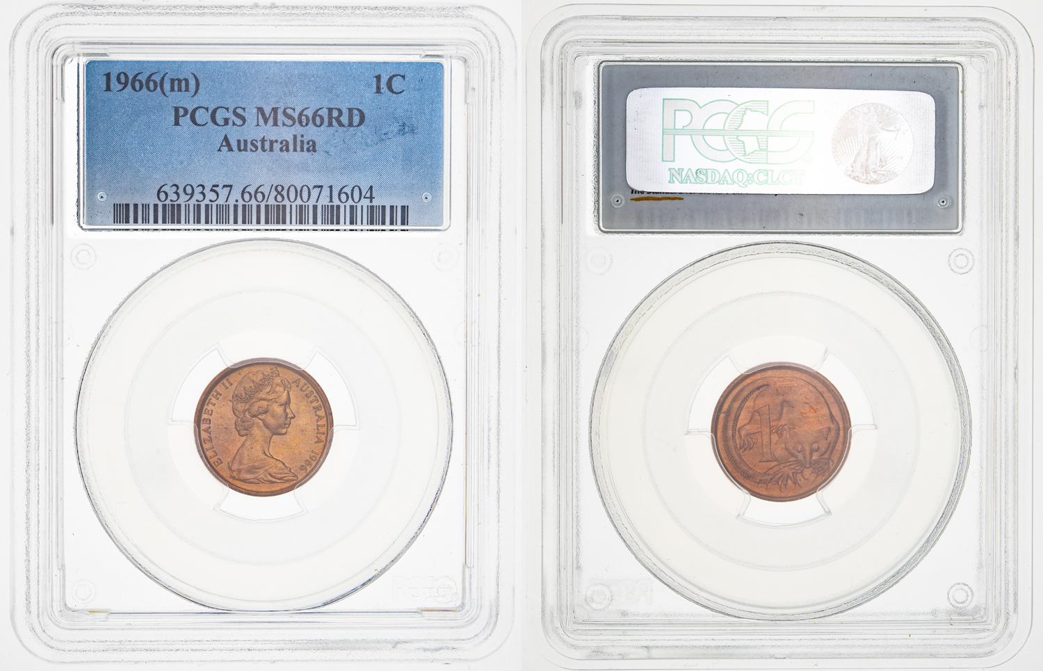 One Cent, 1966(m), PCGS MS 66RD
