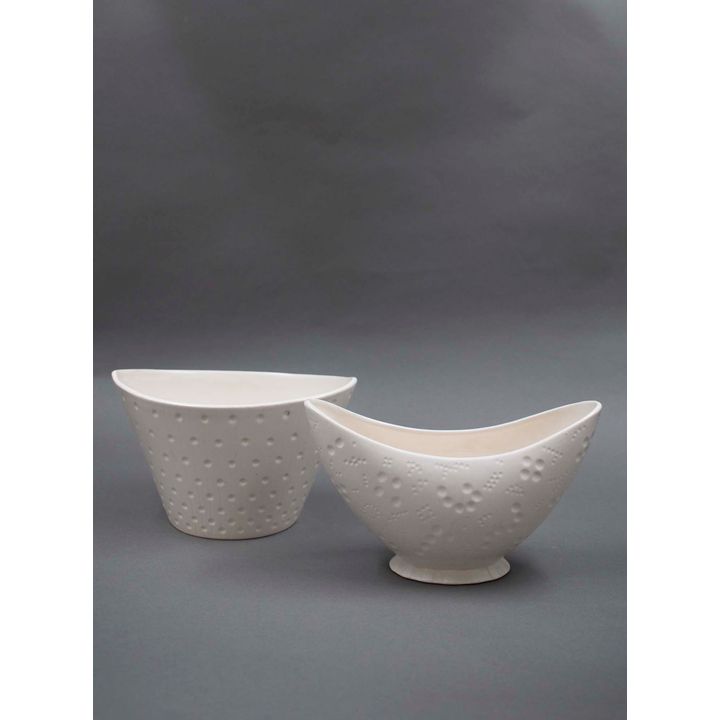 Crown Lynn Potteries - Two white slip-cast ceramic vases