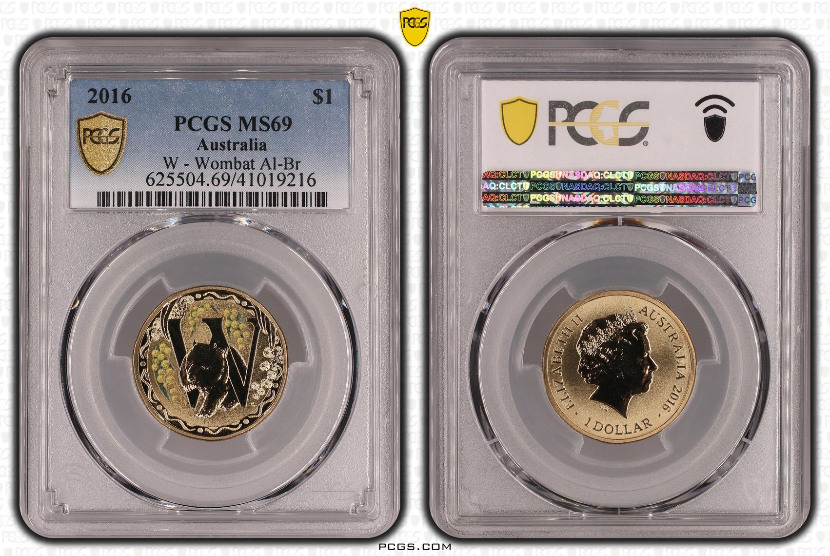2016 Australia One Dollar, $1 W - Wombat Al-Br PCGS - MS69 POP 18/0 -216