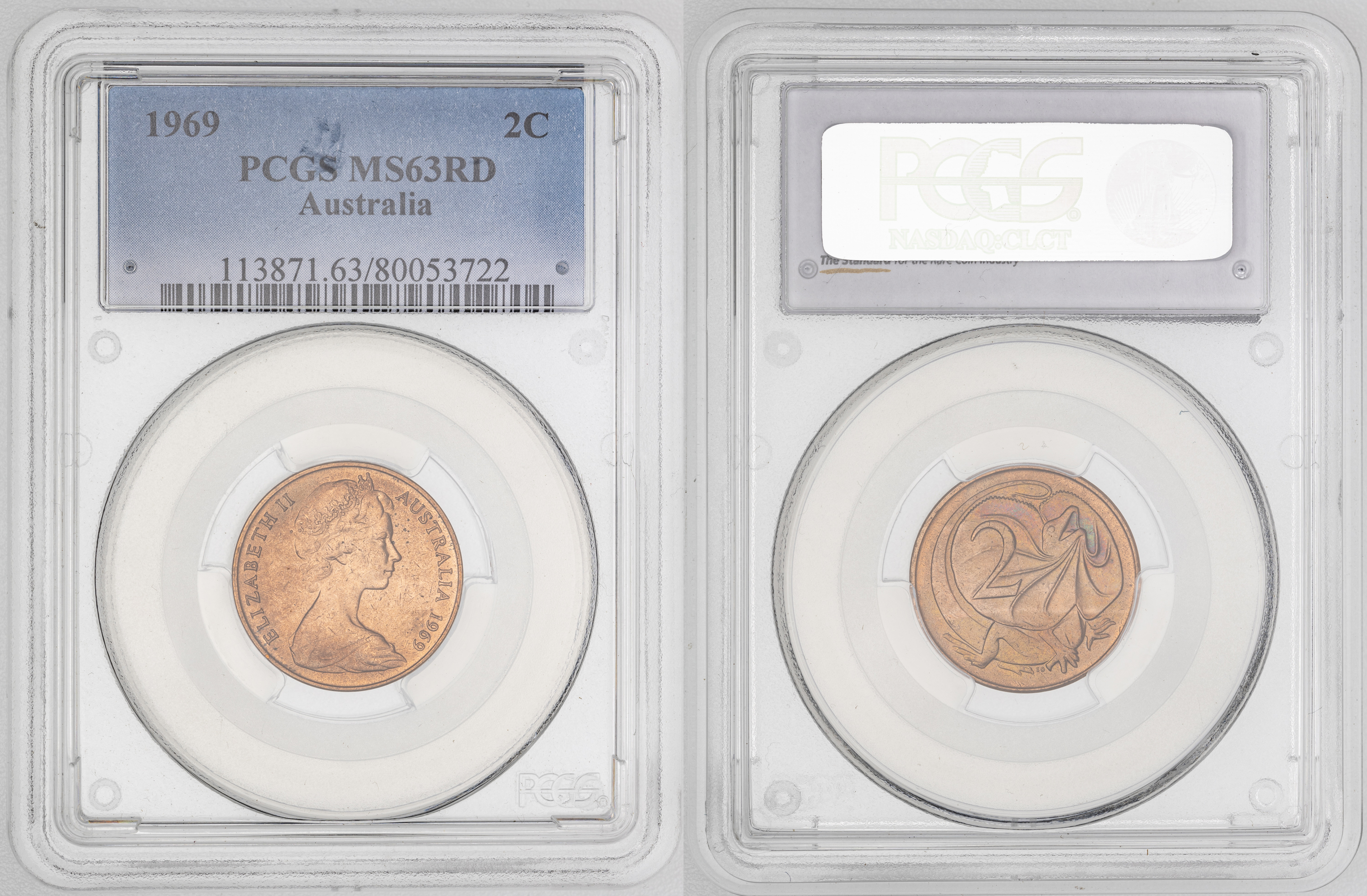 110 · Elizabeth II,  , Two Cent, 1969, PCGS MS63RD