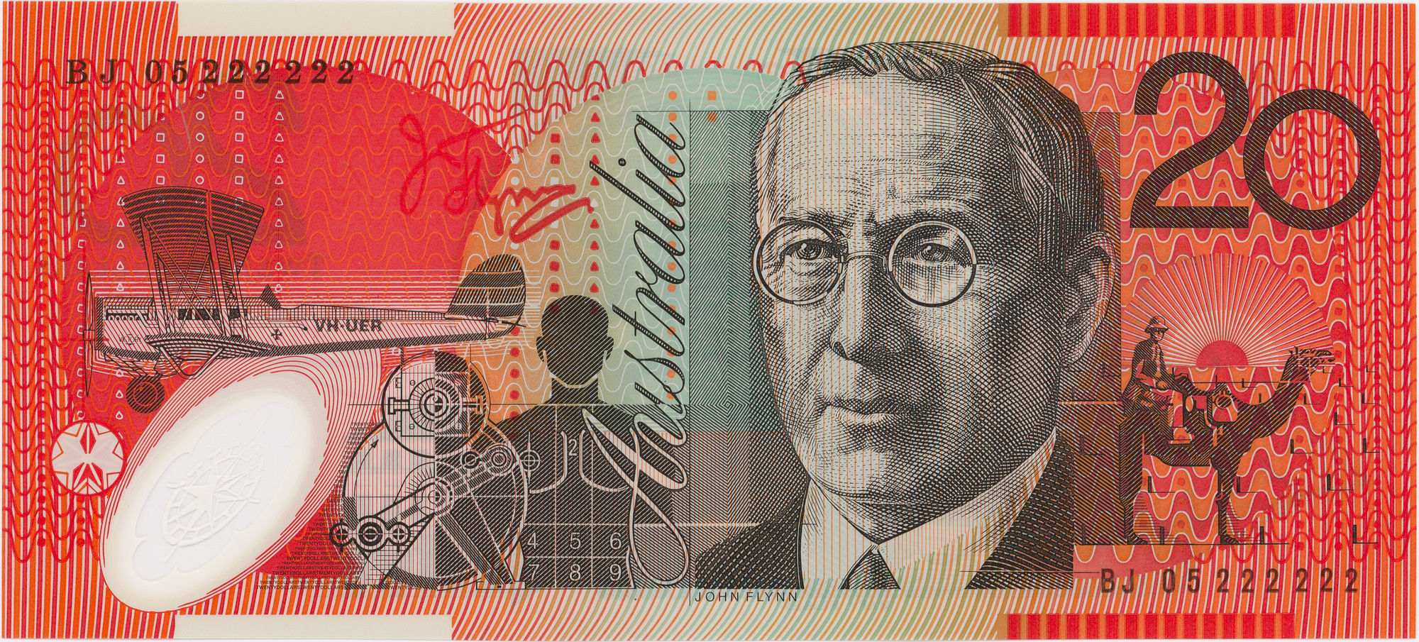 Macfarlane/Henry, Solid Serial, Twenty Dollars, 2005, UNC