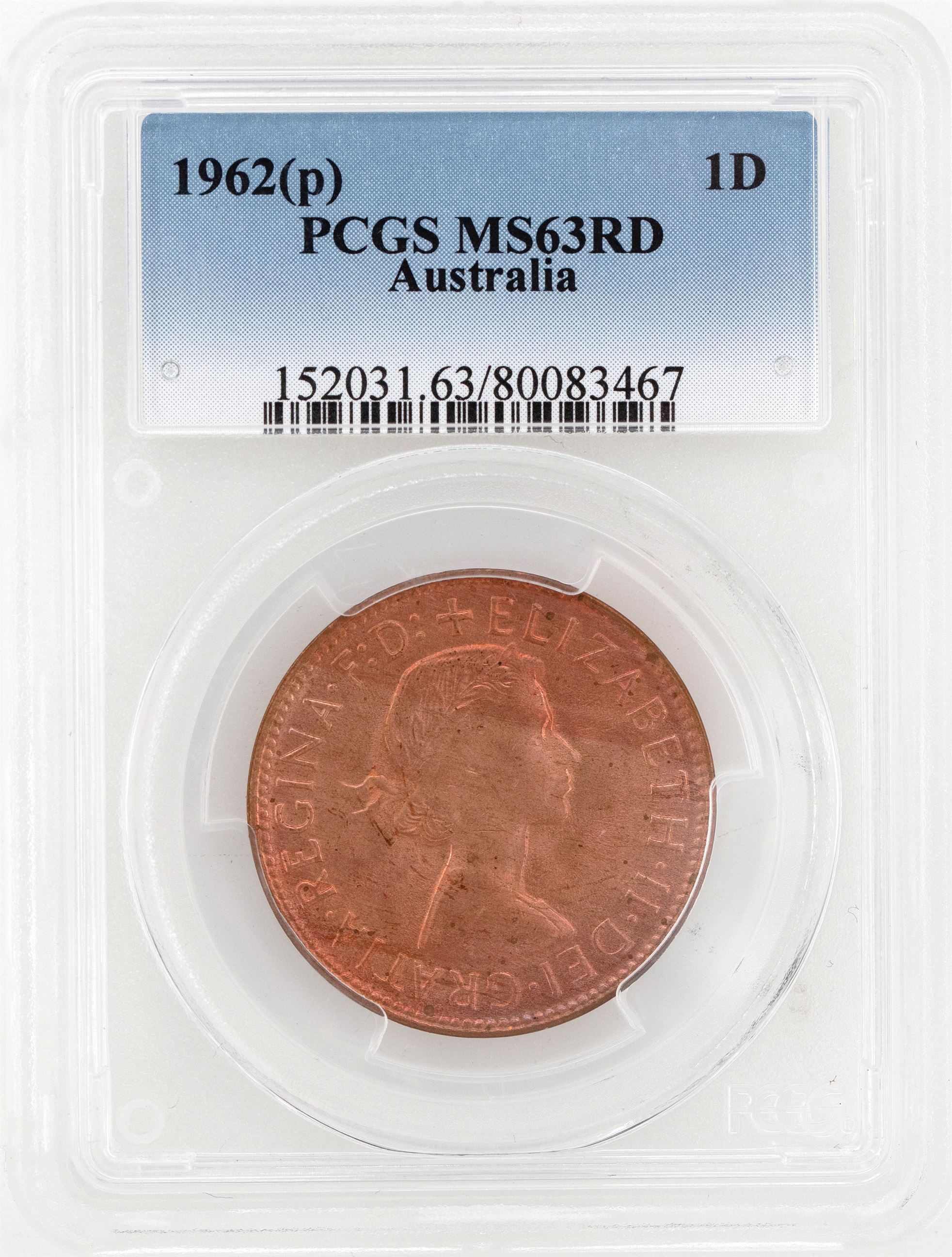 1962 Australia Penny PCGS - MS63RD -467