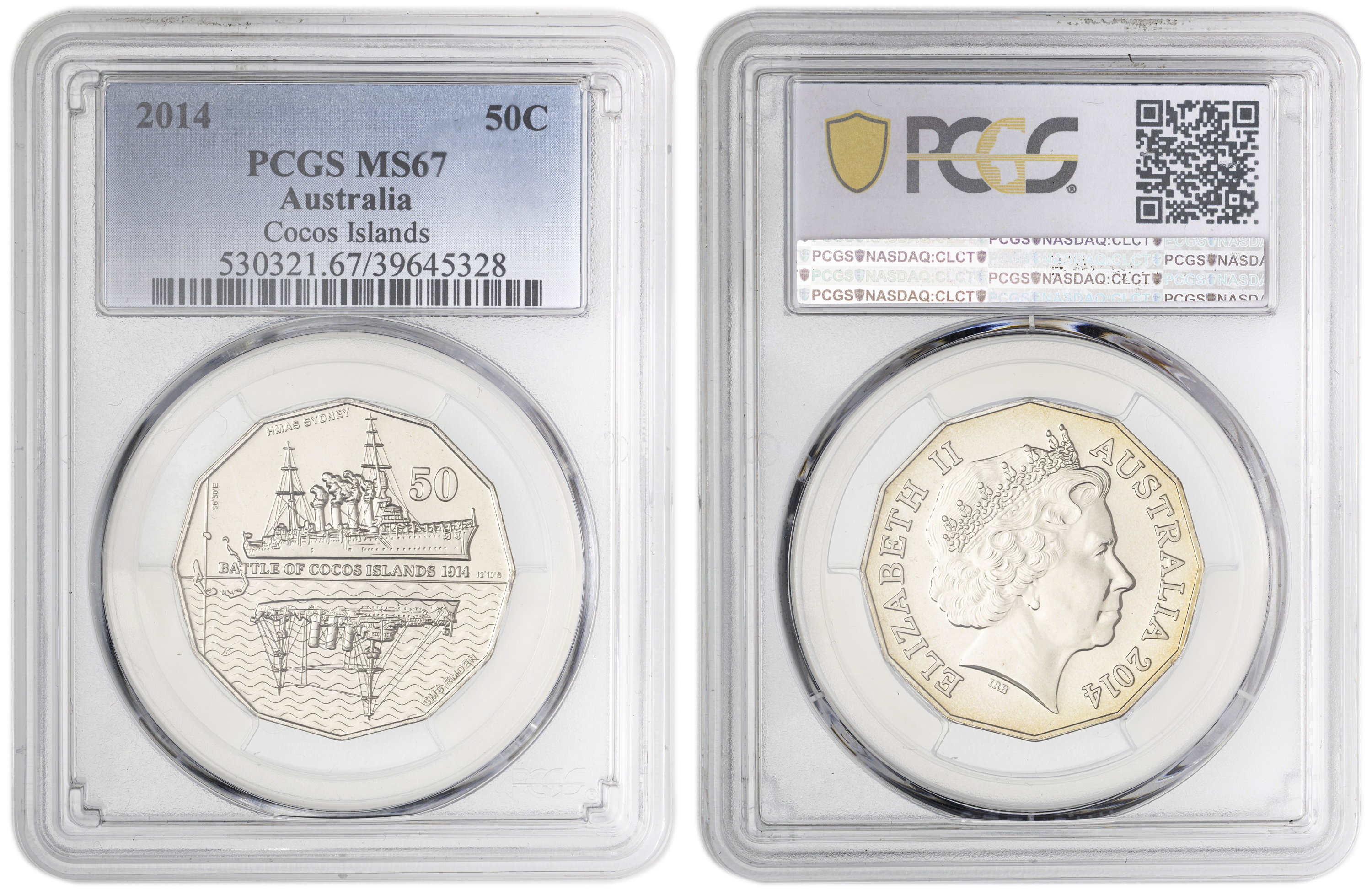 Cocos Islands , Fifty Cent, 2014, PCGS MS67
