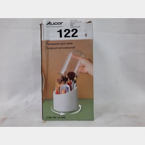 ROTATING DUSTPROOF MAKE UP BRUSHES HOLDER WITH ACRYLIC LID COSMETIC HOLDER -