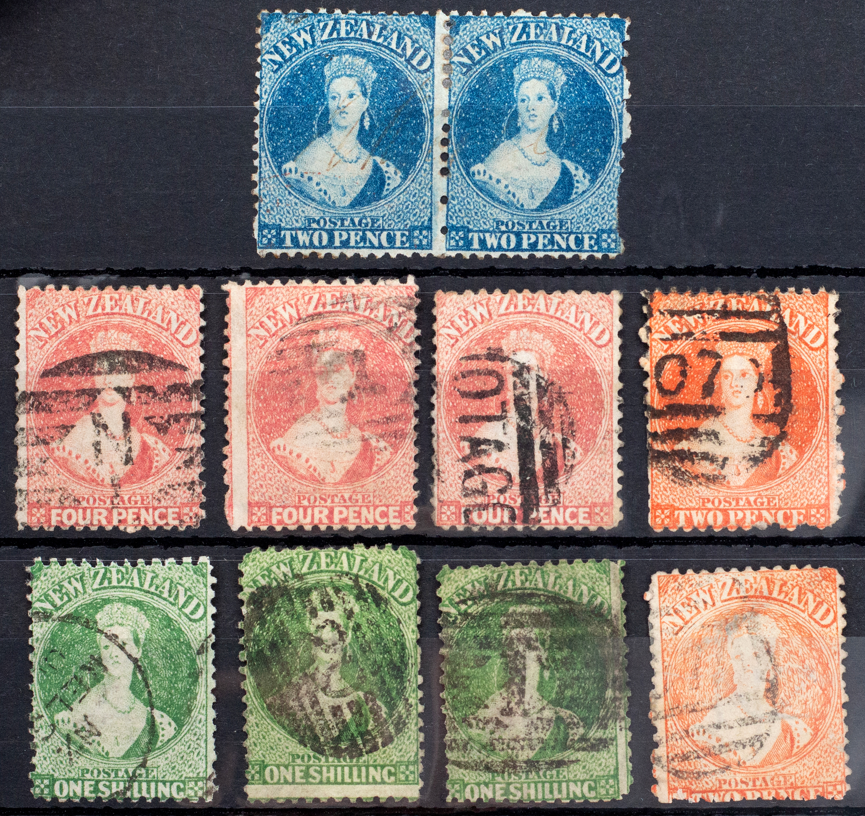 New Zealand, Perforated Chalons, 1864 - 1873, Poor