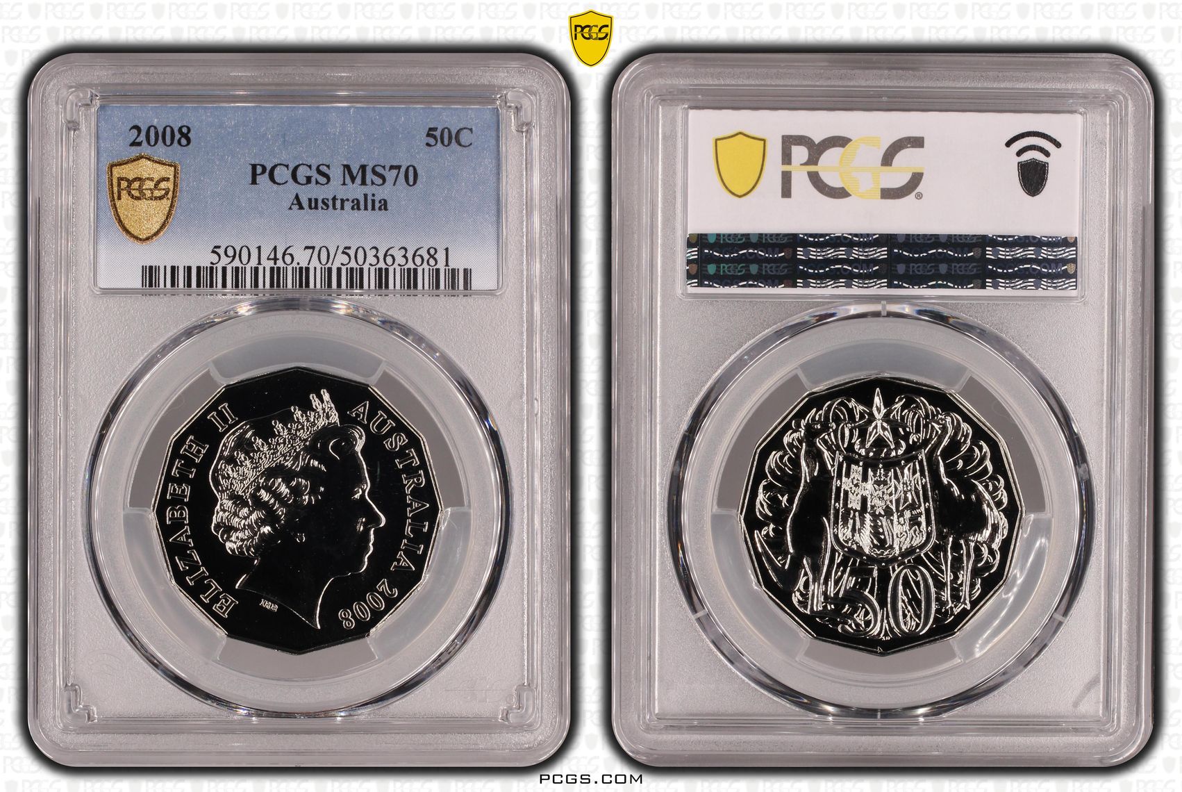 106 · POP 16/0, Fifty Cent, 2008, PCGS MS70