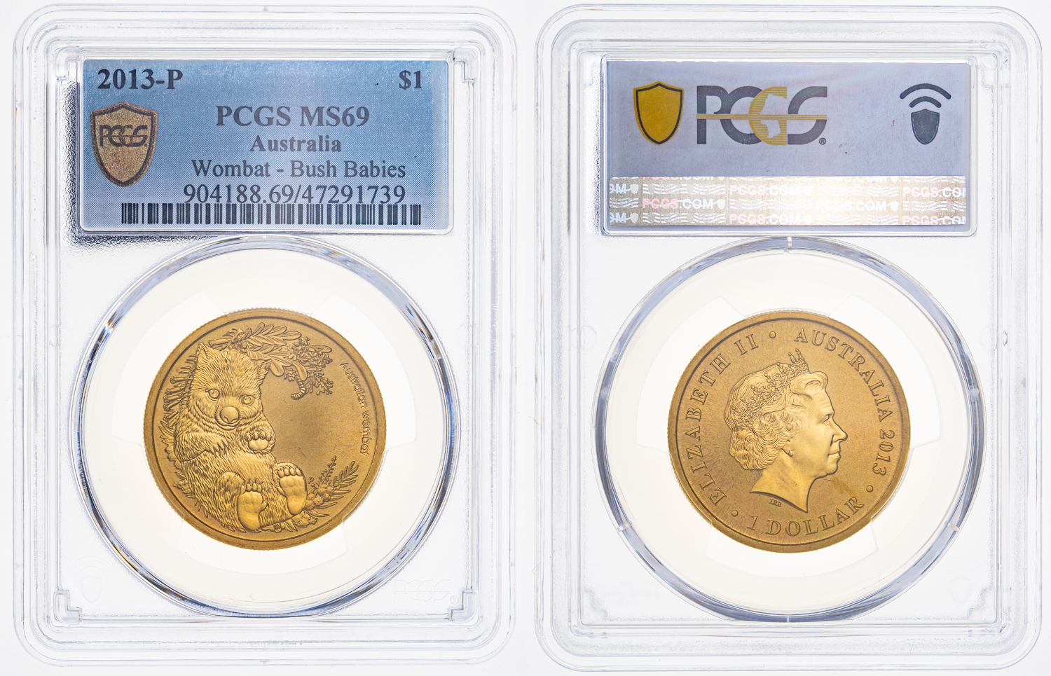 Wombat - Bush Babies, One Dollar, 2013-P POP Report 18/0, PCGS MS 69