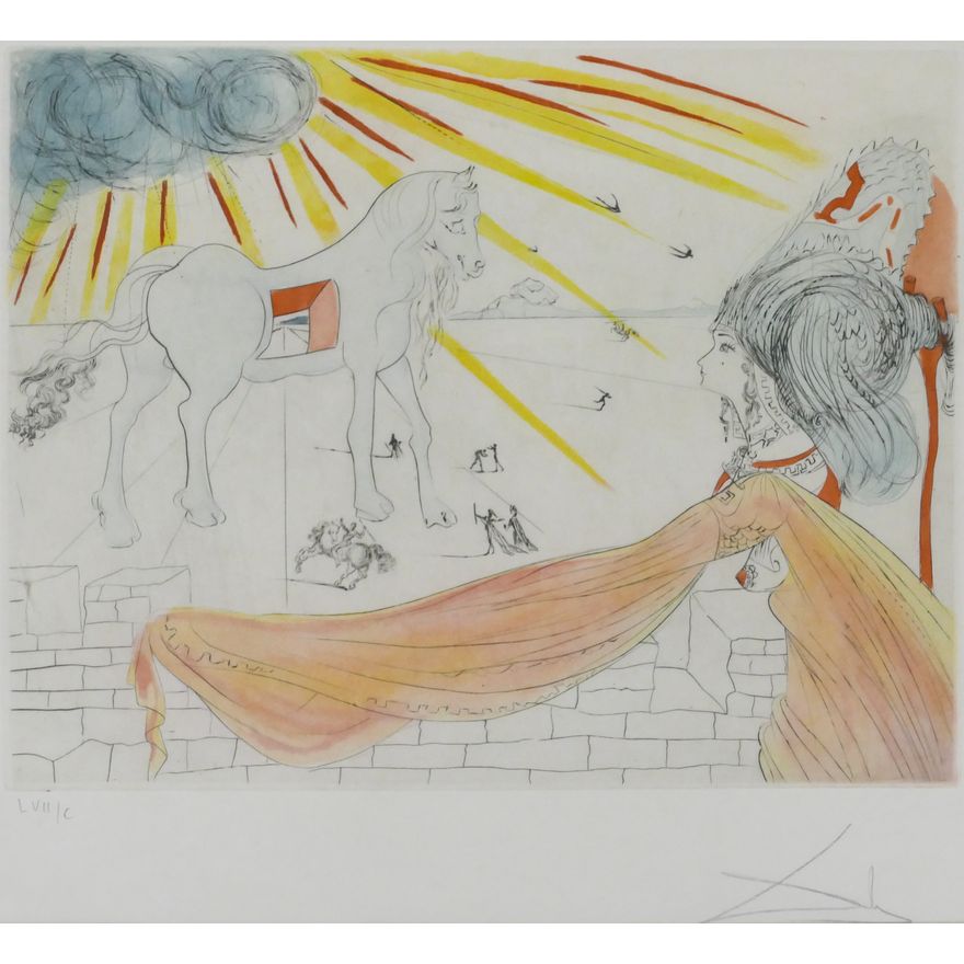 Salvador Dali ''Helen and the Trojan Horse'' 1972 Etching