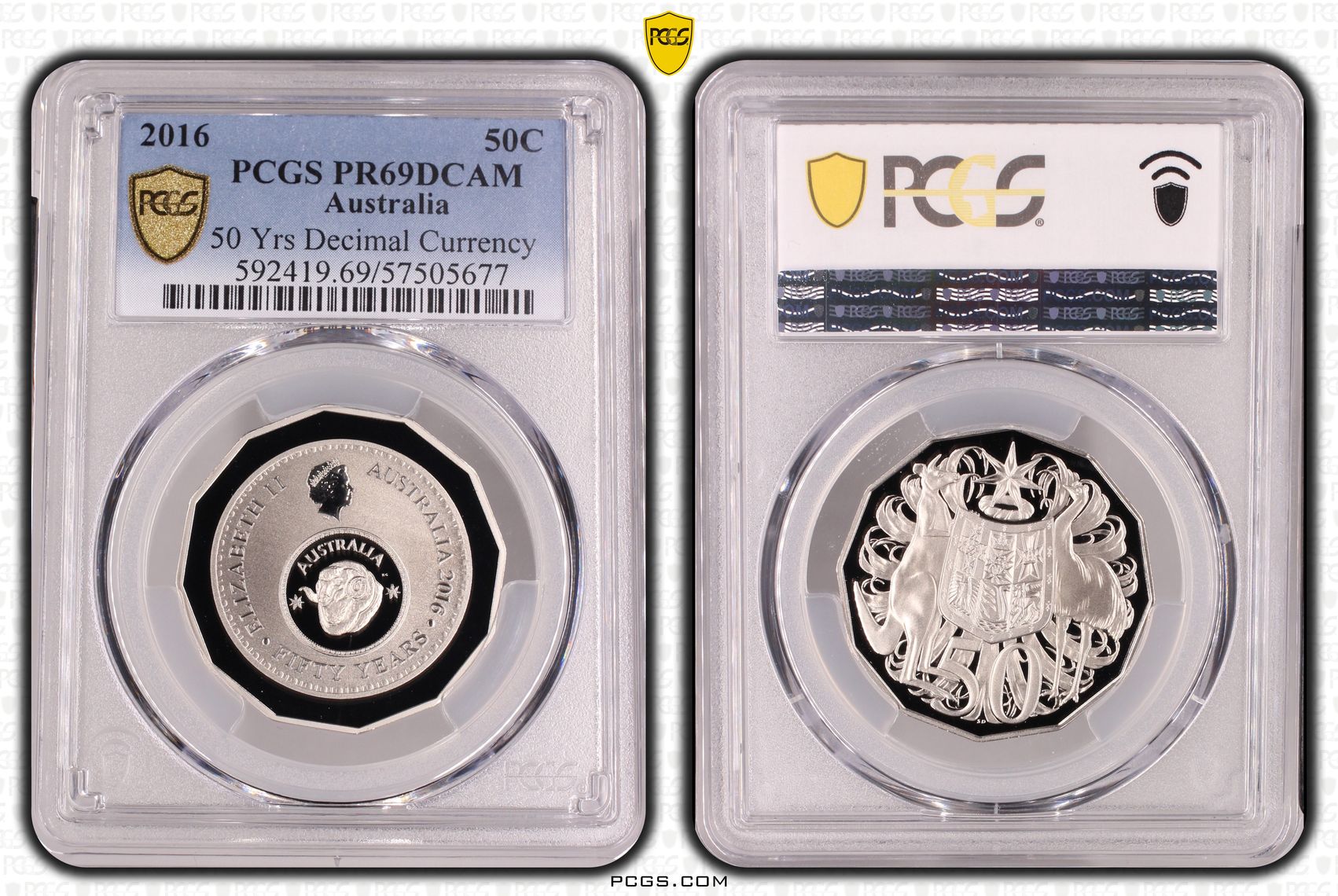 50 Yrs Decimal Currency, Fifty Cent, 2016, PCGS PR69DCAM