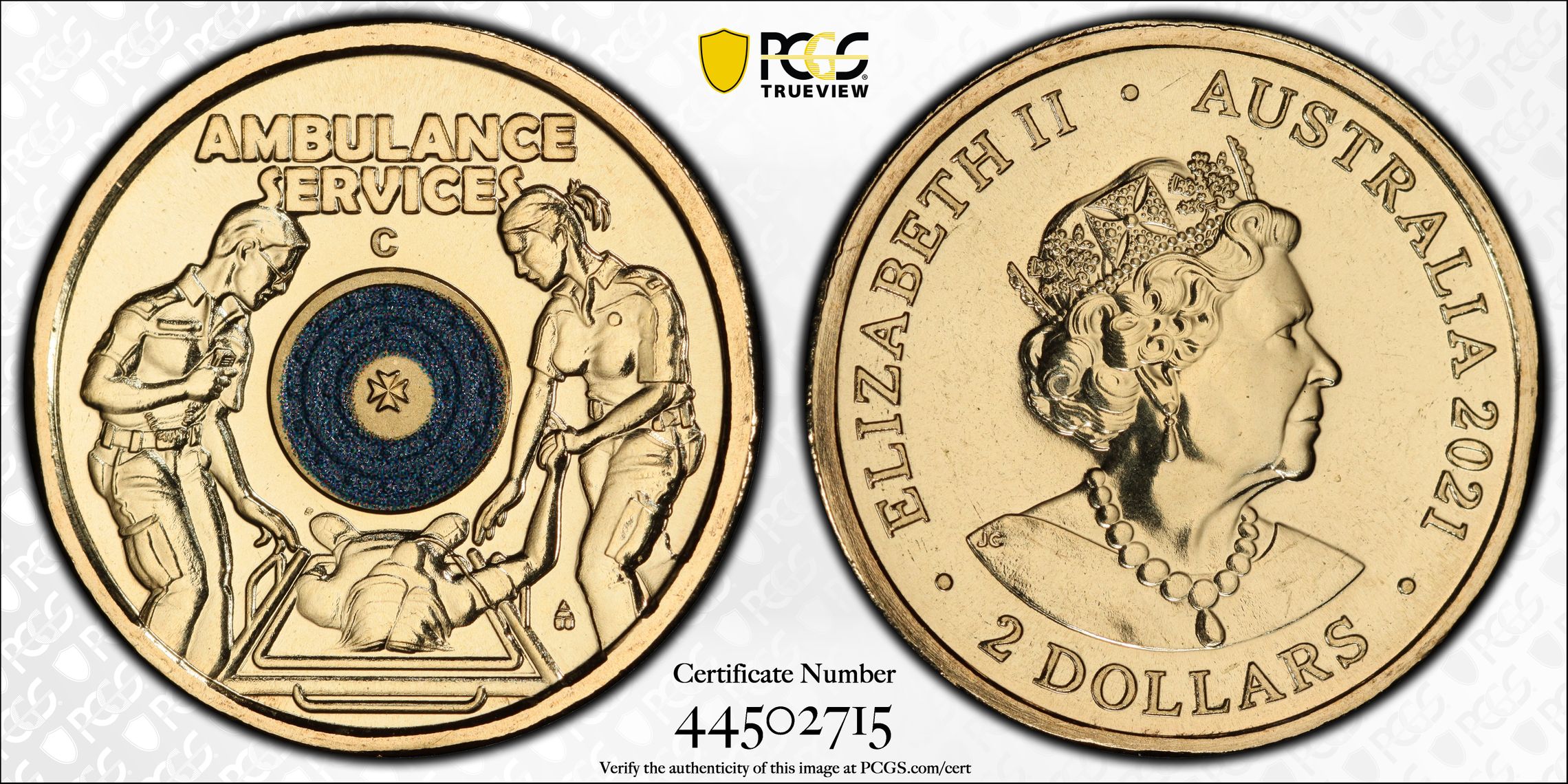 Ambulance Service - Colorized, Two Dollar, 2021-C, PCGS MS69