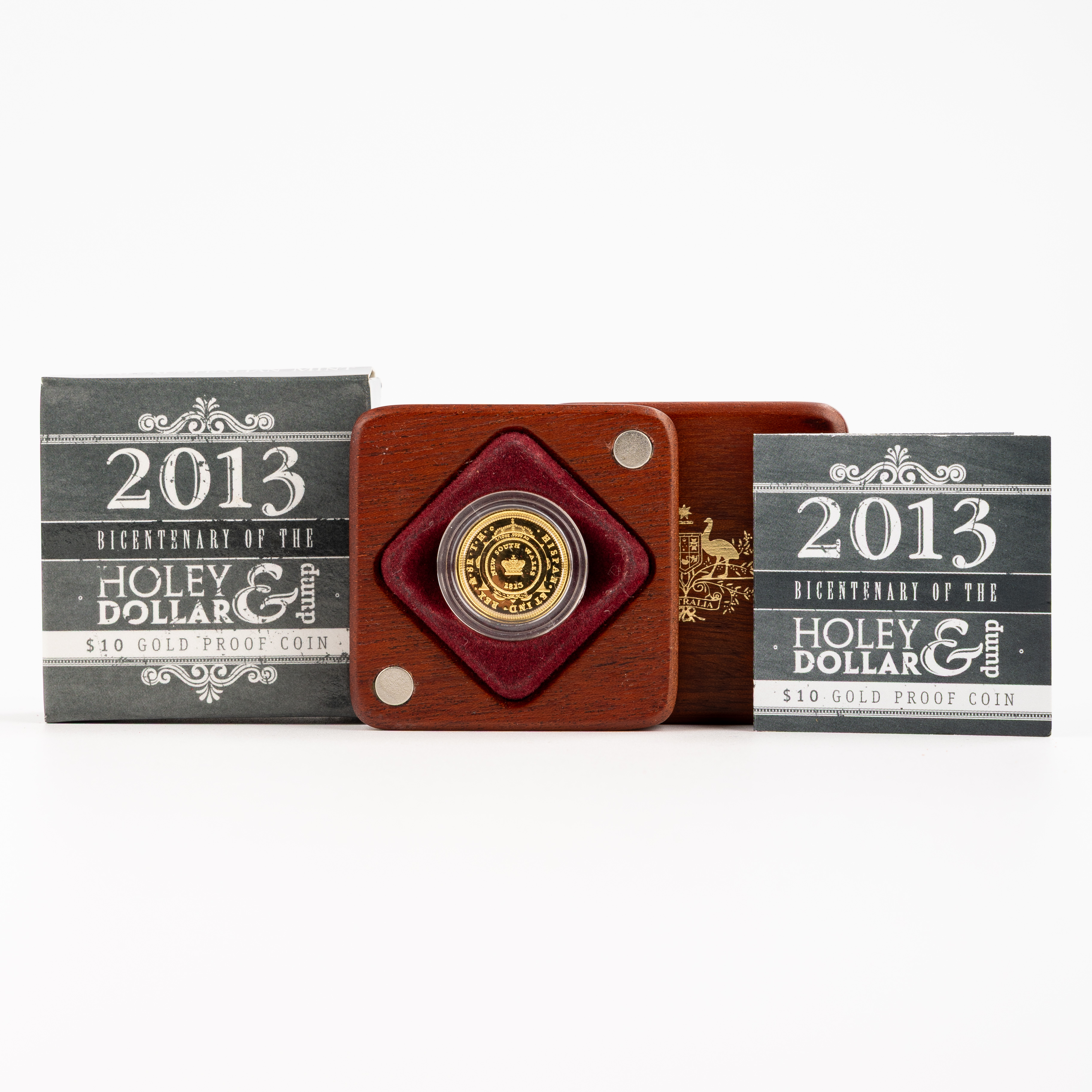Elizabeth II, BiCentenary of the Holey Dollar 1/10th Gold Proof, Ten Dollars, 2013, FDC