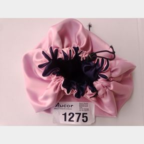PINK AND NAVY WIDE COMFORTABLE REVERSIBLE DUCHESS SATIN BONNET SLEEPING CAP