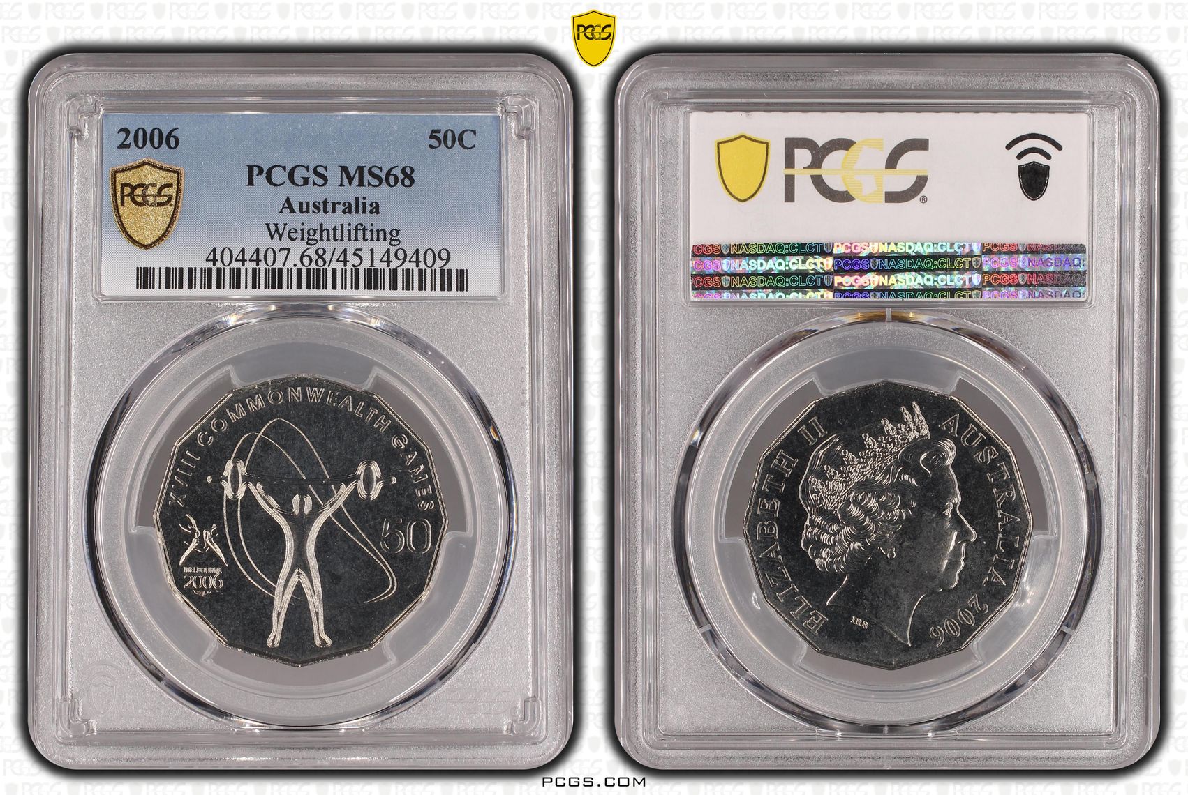 2006 Australia Fifty Cent, 50c Weightlifting PCGS - MS68 POP 3/0 -409