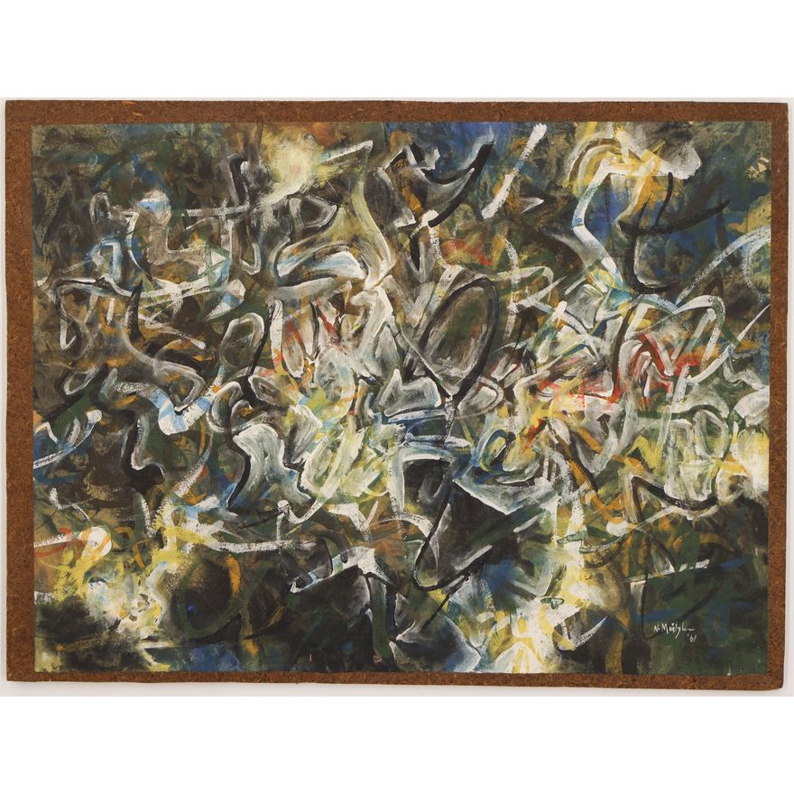 Neil Meitzler ''Autumn'' 1961 Casein on Paper Affixed to Masonite