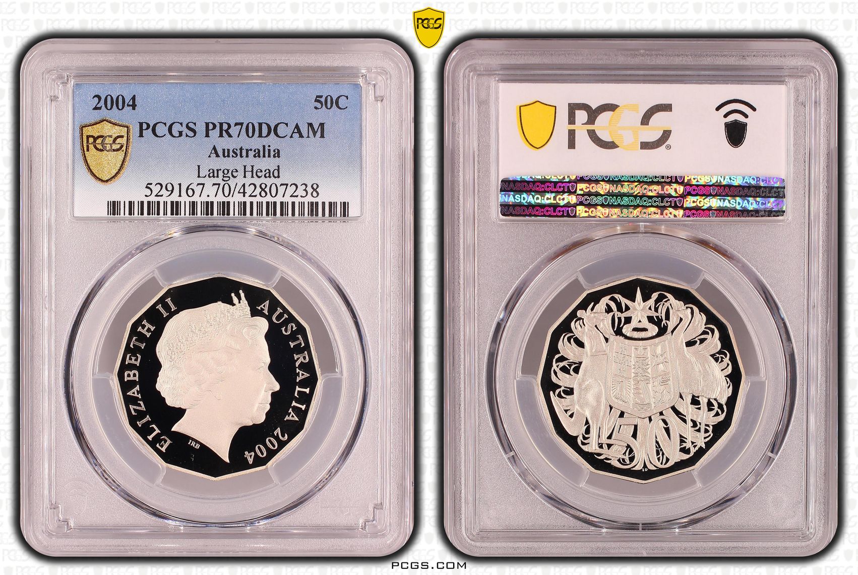 Elizabeth II, Large Head, Fifty Cent, PR70DCAM , 2004 PCGS POP - 17/0
