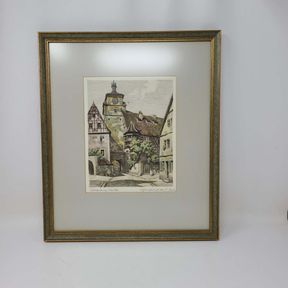 Original Rothenburg Tauber Etching by R. Bach - Signed