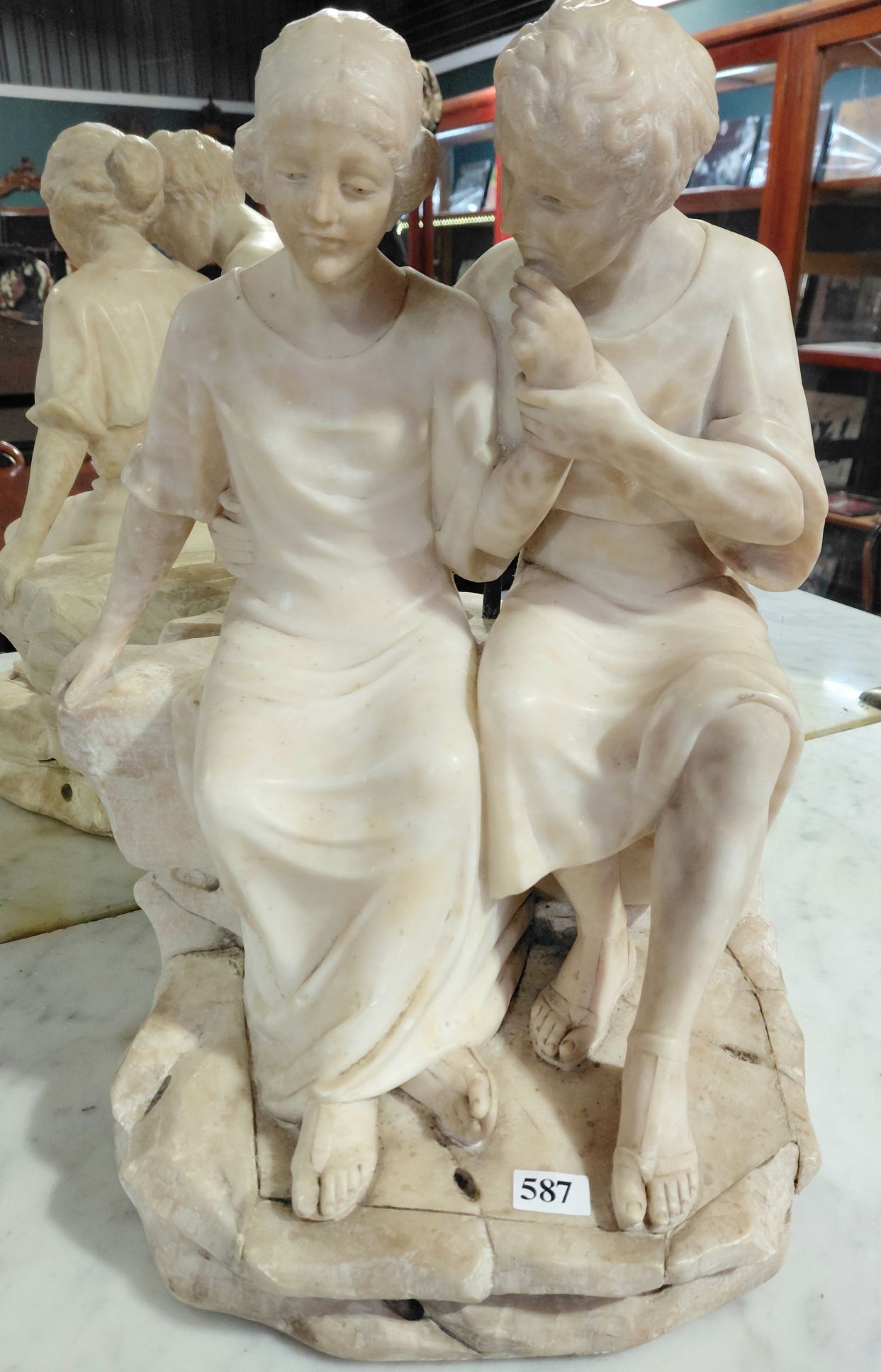 587 · 19TH C. MARBLE AND ALABASTER GROUP SCULPTURE