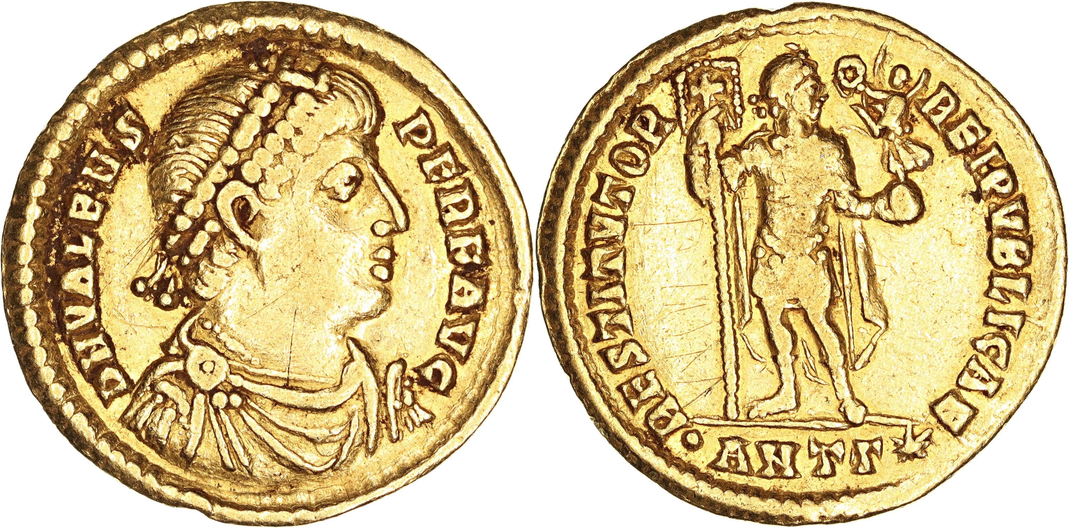 Roman Empire, Valens, Gold Solidus, 364-367 AD, gF-nVF