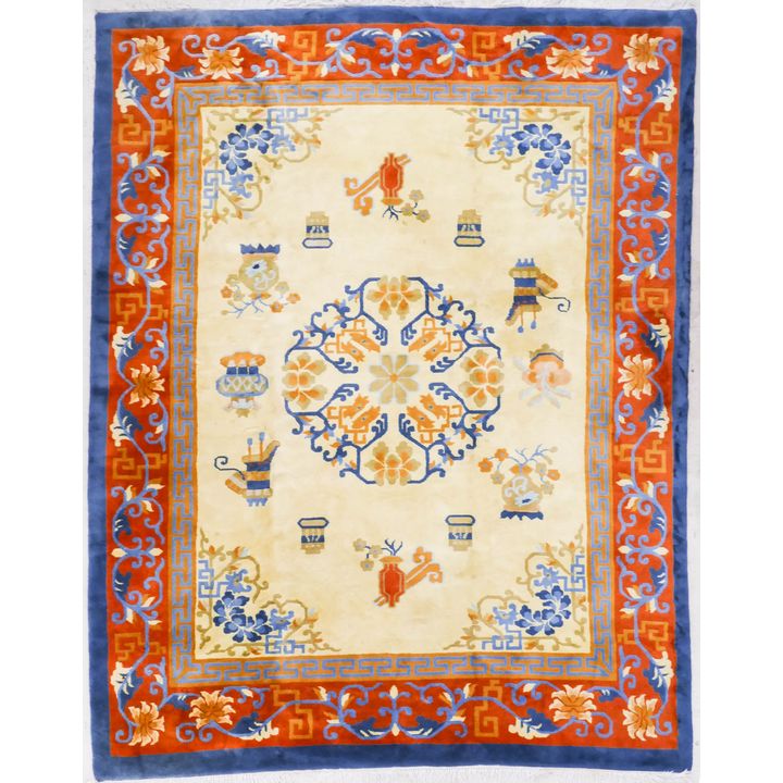 Chinese Style Yellow Ground Wool Rug 9'x12'