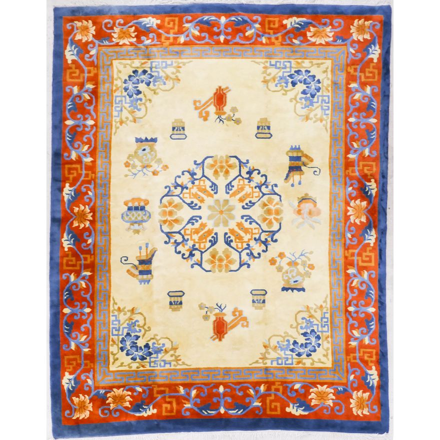 Chinese Style Yellow Ground Wool Rug 9'x12'