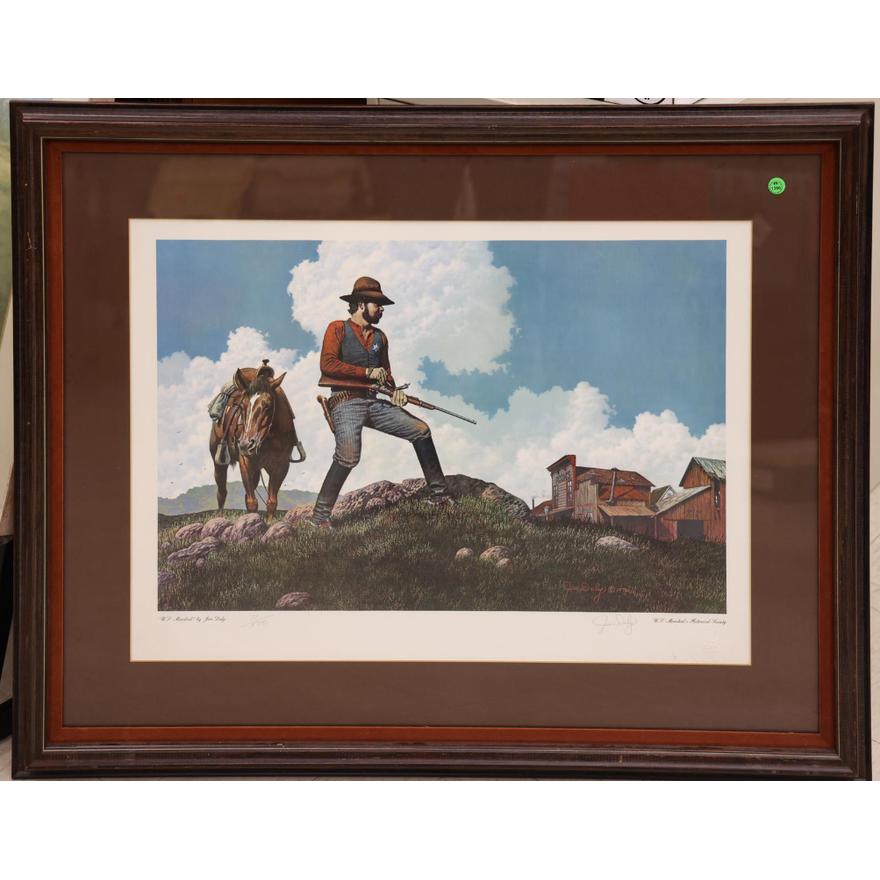 Jim Daly ''U.S. Marshal'' S/N Western Art Print Framed 32''x39''