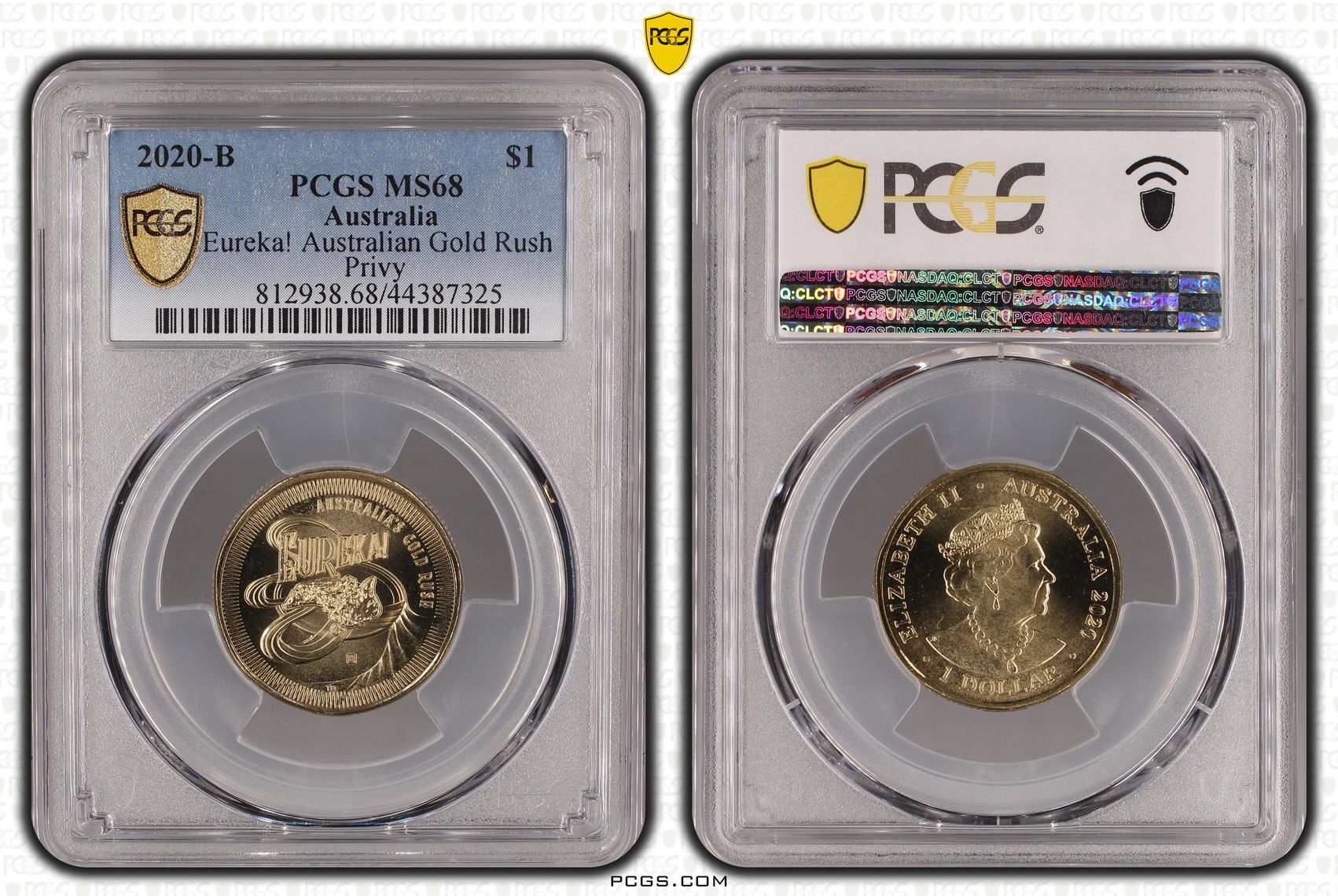 2020-B Australia One Dollar, $1 Eureka! Australian Gold Rush - Privy PCGS - MS68 -325